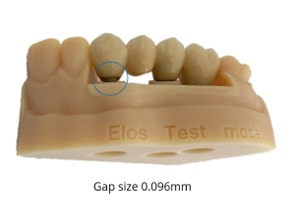 Tolerance 3 gap size 0.096 mm